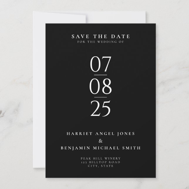Elegant Modern Chic Wedding Save the Date (Front)