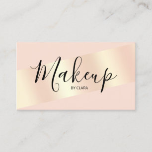 Elegant modern chick blush pink rose gold striped business card
