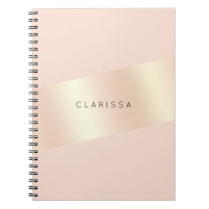 Elegant modern chick blush pink rose gold striped notebook