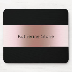 Elegant modern chick rose gold & black strip mouse pad