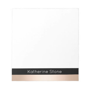 Elegant modern chick rose gold black striped notepad