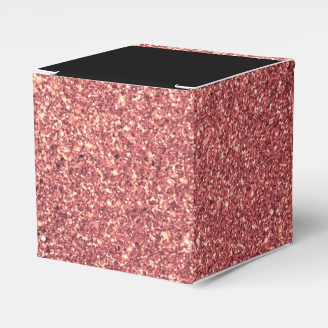 Elegant modern chick rose gold glitter black favour box (Front Side)