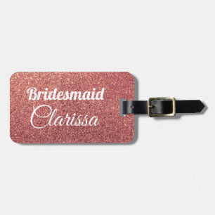elegant modern chick rose gold glitter bridesmaid luggage tag