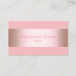 Elegant modern chick rose gold & pink strip business card