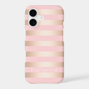 Elegant modern chick rose gold pink striped