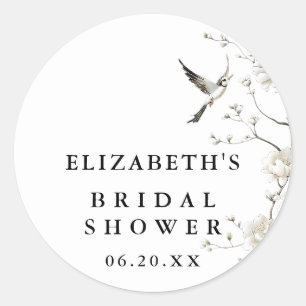 Elegant Modern Chinoiserie Floral Bridal Shower Classic Round Sticker