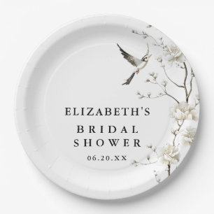 Elegant Modern Chinoiserie Floral Bridal Shower Paper Plate