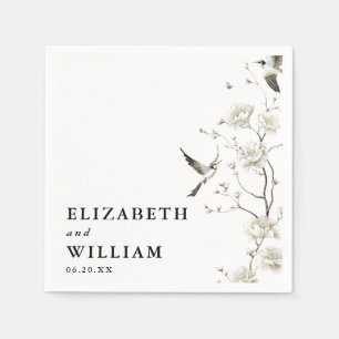 Elegant Modern Chinoiserie Floral Garden Wedding Napkin