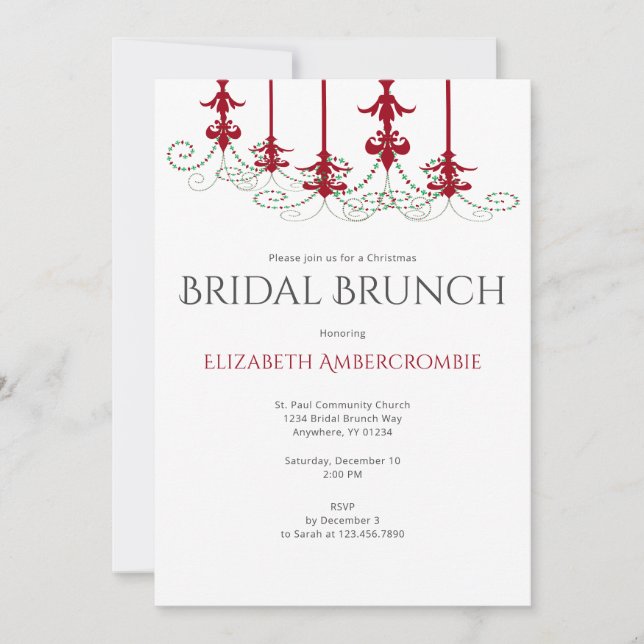Elegant Modern Christmas Bridal Brunch Invitation (Front)