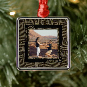 Elegant Modern Christmas Couples Photo Metal Tree Decoration