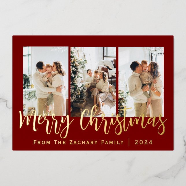 Elegant Modern Christmas Family Photo Collage  (Front)