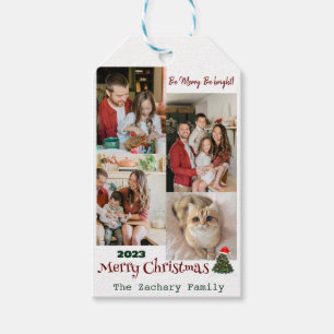 Elegant Modern Christmas Family Photo Collage Gift Tags