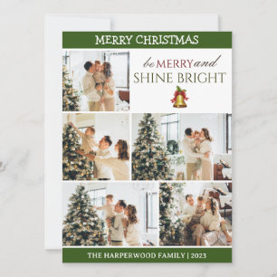 Elegant Modern Christmas Family Photo Collage Holiday Card