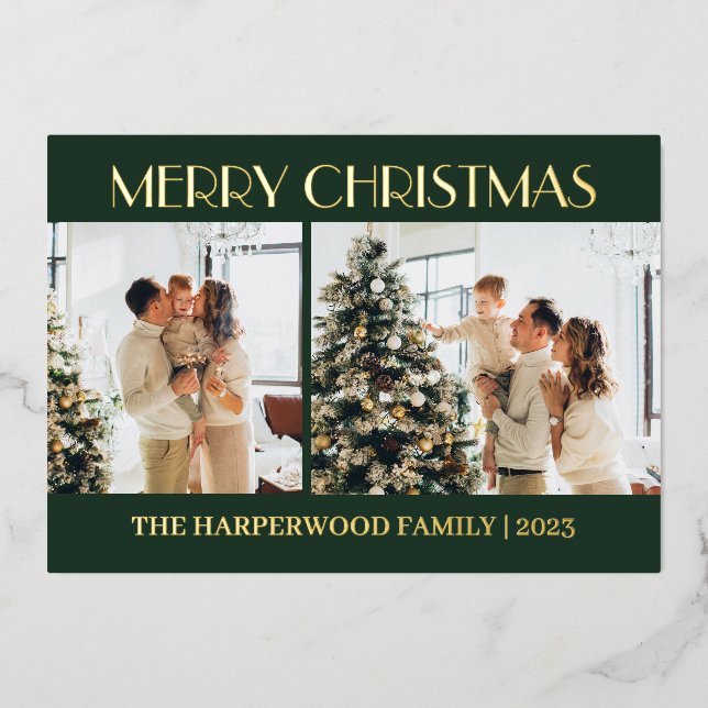 Elegant Modern Christmas Family Two Photo (Front)