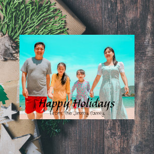  Elegant Modern Christmas holidays Script Photo   Holiday Card