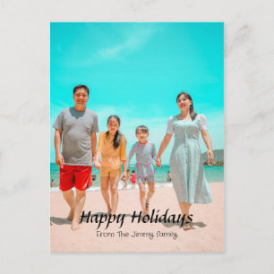 Elegant Modern Christmas holidays Script Photo Holiday Postcard