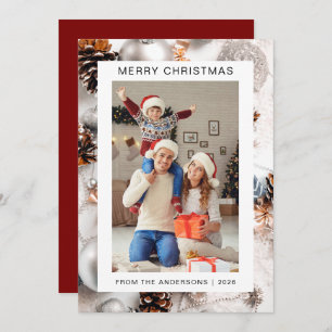 Elegant Modern Christmas   Modern Family 1 Photo Holiday Card