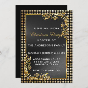 Elegant Modern Christmas party gold custom  Invita Invitation