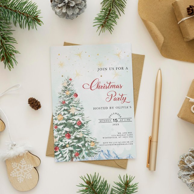 Elegant Modern Christmas Party Holiday Invitation (Elegant Christmas Party Invitation)