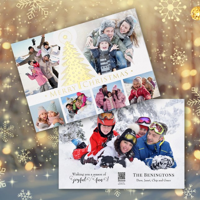 Elegant Modern Christmas Photo Collage Gold (Creator Uploaded)