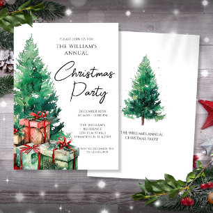 Elegant Modern Christmas Tree Party Family Invitation