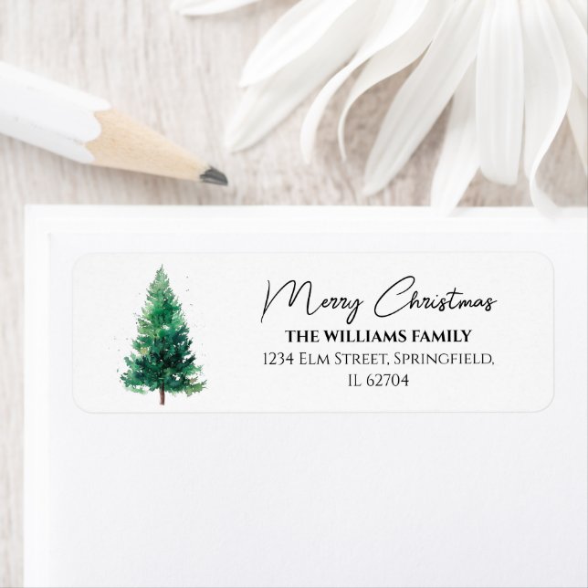 Elegant Modern Christmas Tree Return Address (Insitu)