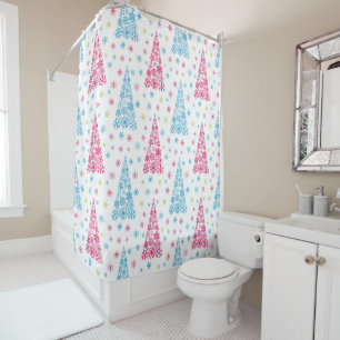 Elegant Modern Christmas tree Shower Curtain