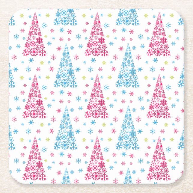 Elegant Modern Christmas tree Square Paper Coaster (Front)