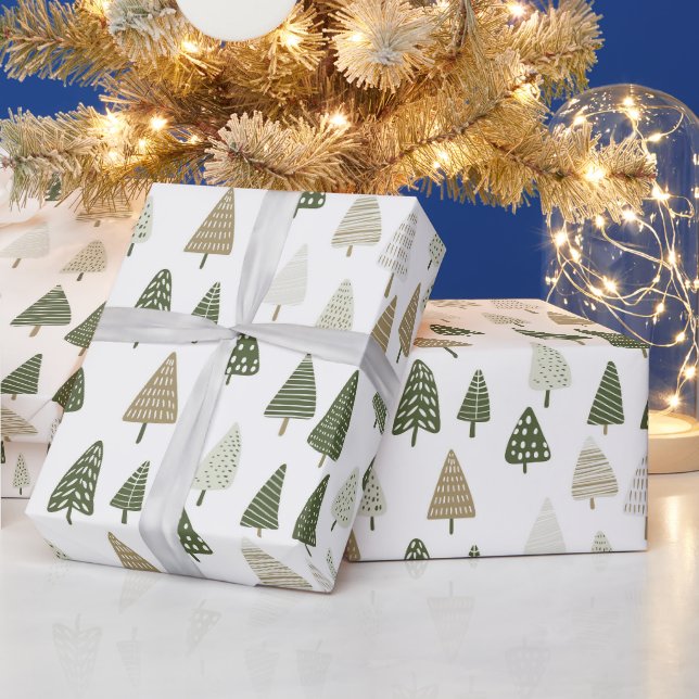Elegant Modern Christmas Trees Wrapping Paper (Holidays)