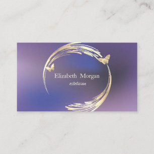 Elegant Modern  Circle Violet,Gold Butterfly Business Card