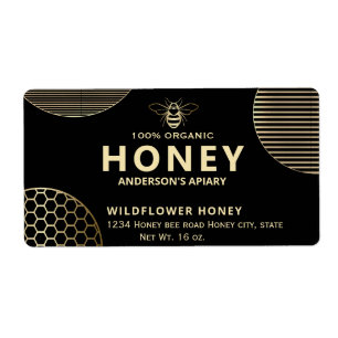 Elegant  Modern circles gold honey bee honey 