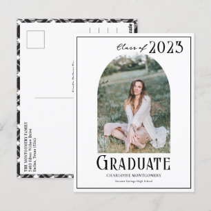 Elegant Modern Class of 2023 Photo Graduation  Postcard