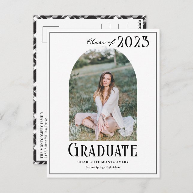 Elegant Modern Class of 2023 Photo Graduation  Postcard (Front/Back)