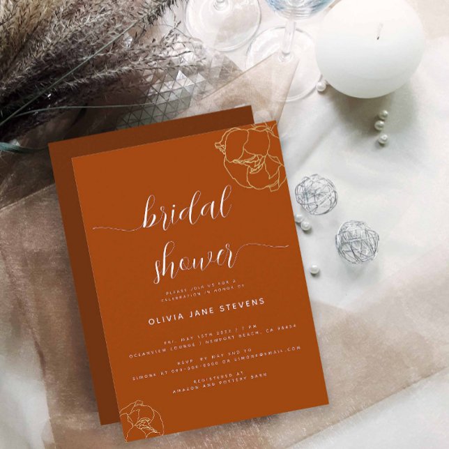 Elegant Modern Classic Autumn Red Bridal Shower Invitation (Creator Uploaded)