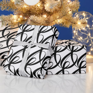 Elegant, Modern Classic Black and White Wedding  Wrapping Paper