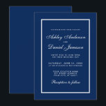 Elegant Modern Classic Blue Wedding Invitation<br><div class="desc">Modern Elegant,  Yet Simple Wedding Classic Blue and White Invitation Card</div>