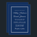 Elegant Modern Classic Blue Wedding Invitation<br><div class="desc">Modern Elegant,  Yet Simple Wedding Classic Blue and White Invitation Card</div>