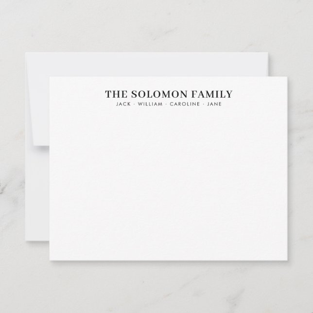 Elegant Modern Classic Family Name Black Font Card (Front)
