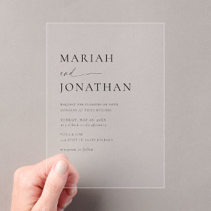 Elegant Modern Classic Minimalist Wedding Acrylic Invitations