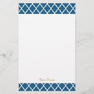Elegant, modern, classic navy blue quatrefoil stationery