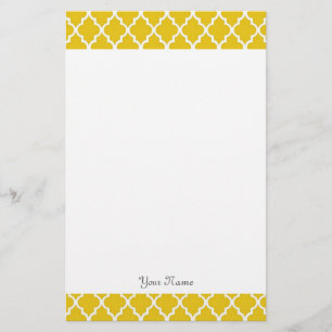 Elegant, modern, classic sunny yellow quatrefoil stationery