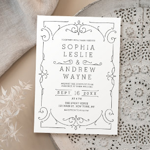 Elegant modern classic vintage wedding invitation