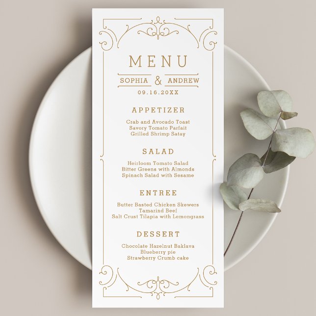 Elegant modern classic vintage wedding menu card (Elegant modern classic vintage wedding menu card)