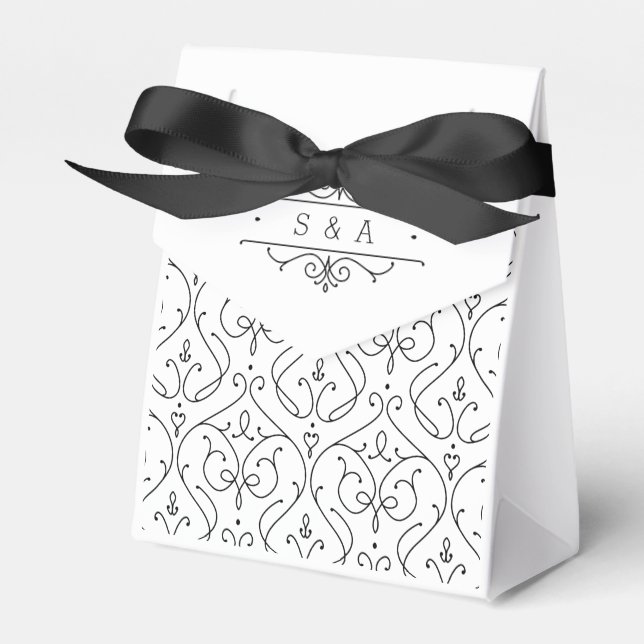 Elegant modern classic vintage wedding monogram favour box (Front Side)
