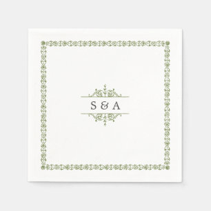 Elegant modern classic vintage wedding monogram napkin