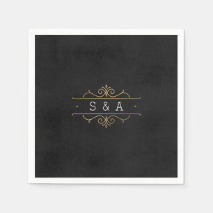 Elegant modern classic vintage wedding monogram napkin