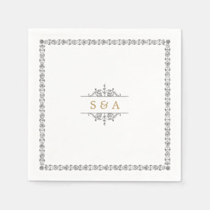 Elegant modern classic vintage wedding monogram napkin