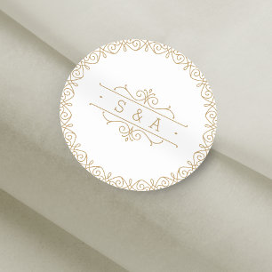 Elegant modern classic vintage wedding monogram round sticker