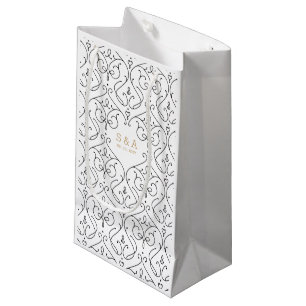 Elegant modern classic vintage wedding monogram small gift bag