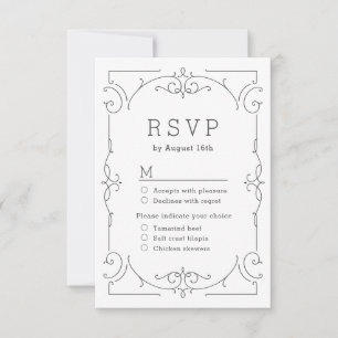 Elegant modern classic vintage wedding RSVP Card